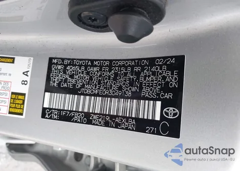 2024 Toyota Corolla Hybrid Le from USA, damaged, VIN JTDBCMFE0R3049138